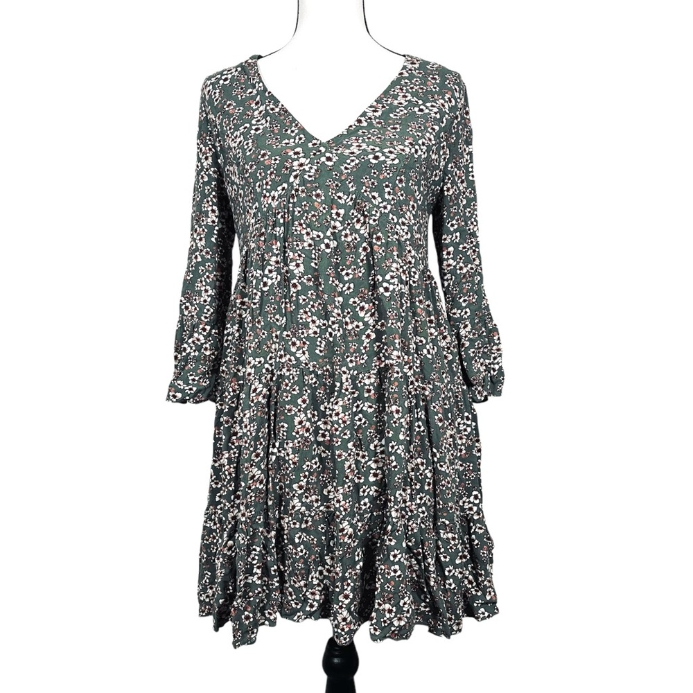 Altar’d State Green Floral Long Sleeve Dress
